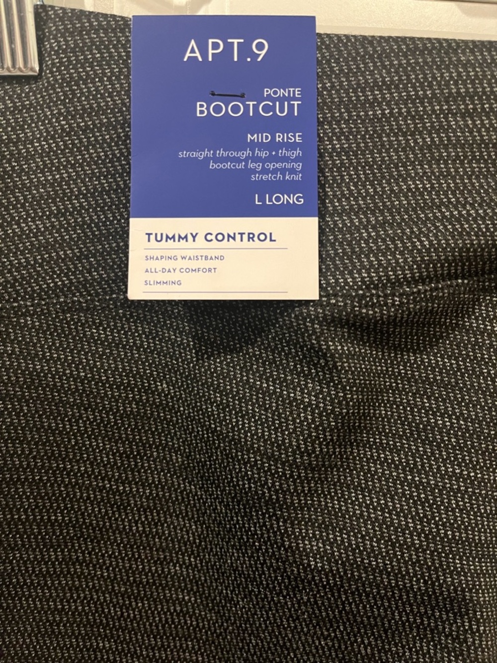 Apt. 9 NWT Mid Rise Bootcut Tummy Control Leggings Size Large Long - Picture 4 of 4